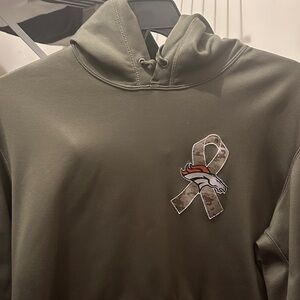 Olive Hoodie with Ribbon Patch